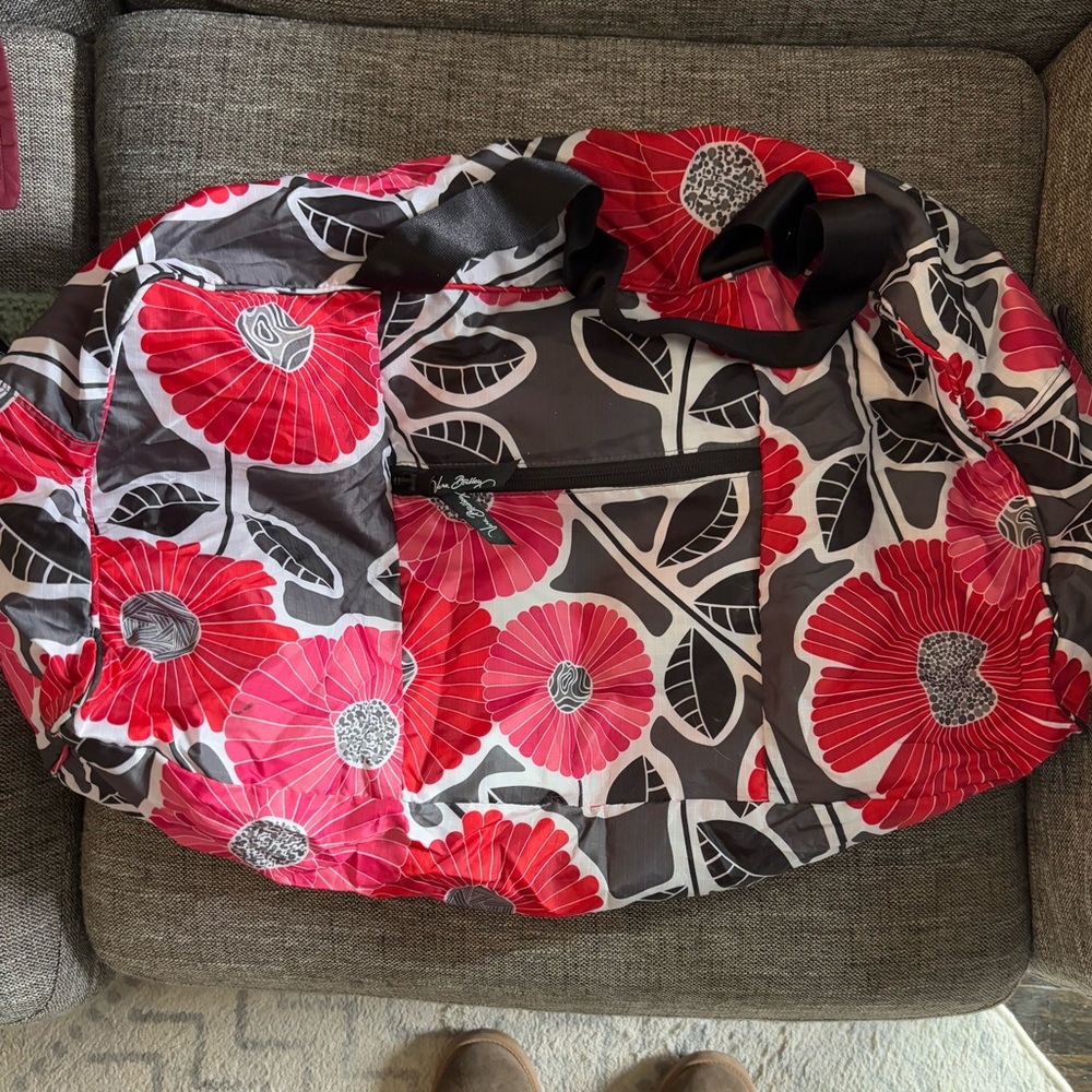 Vera Bradley Cheeky Blossoms Nylon Duffel Bag Collapsible